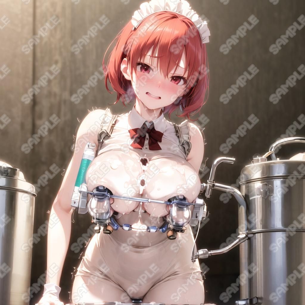 おっぱいフェチ  乳搾り工場メイド編（橙・赤・ピンク） - サンプル画像 8