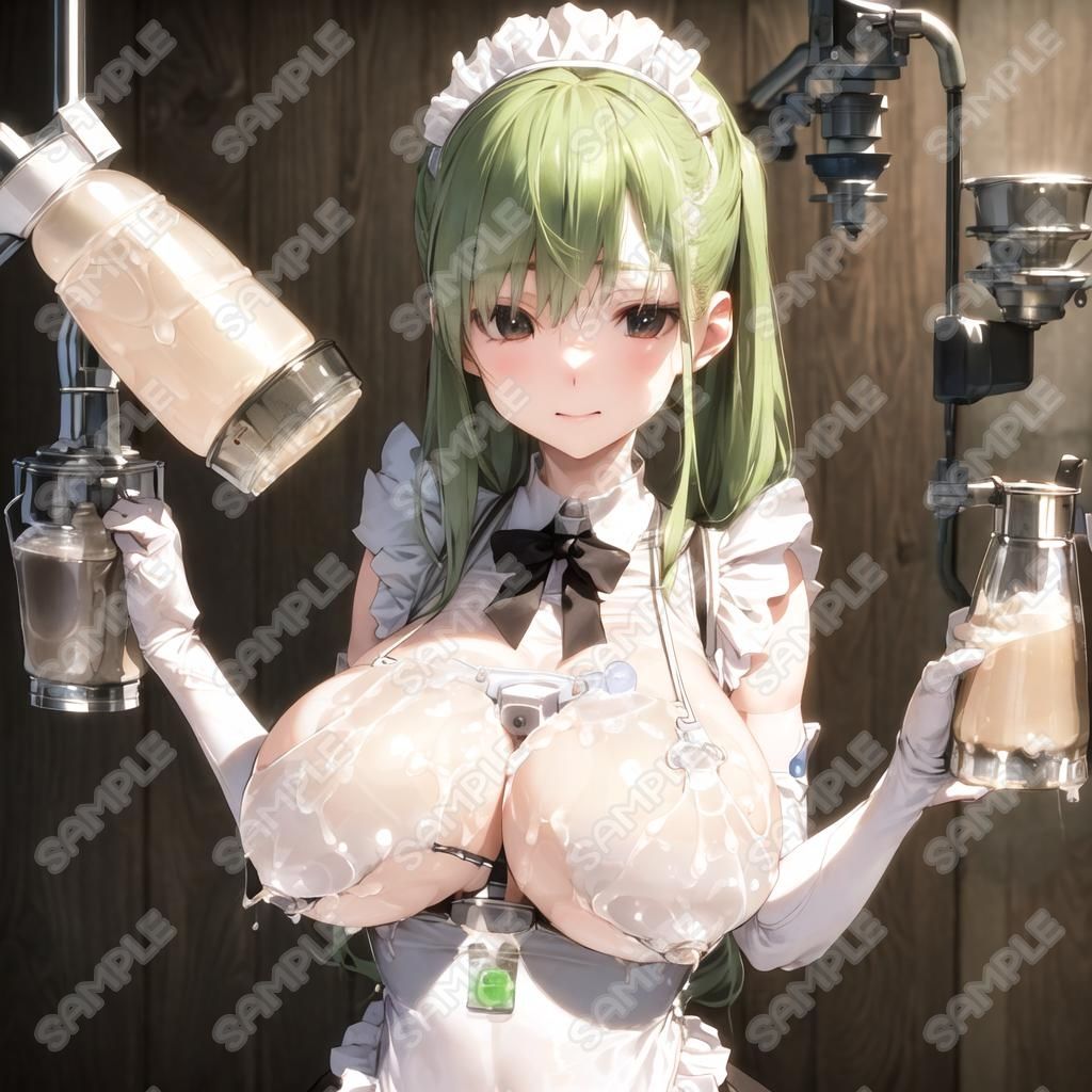 おっぱいフェチ  乳搾り工場メイド編（紫・青・緑・ほか） - サンプル画像 7