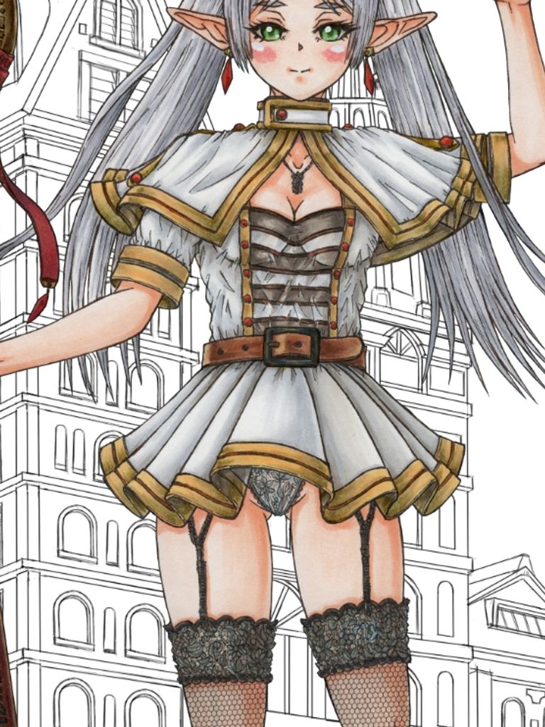 葬送のフリー〇ン、フリー〇ンとゲストキャラのイラスト。アナログのコピック系作品（フリー〇ン、アウ〇、フェル〇、ラビー〇＆カン〇）葬送のフリー〇ン、フリー〇ンとゲストキャラのイラスト。アナログのコピック系作品（フリー〇ン、アウ〇、フェル〇、ラビー〇＆カン〇） - サンプル画像 3
