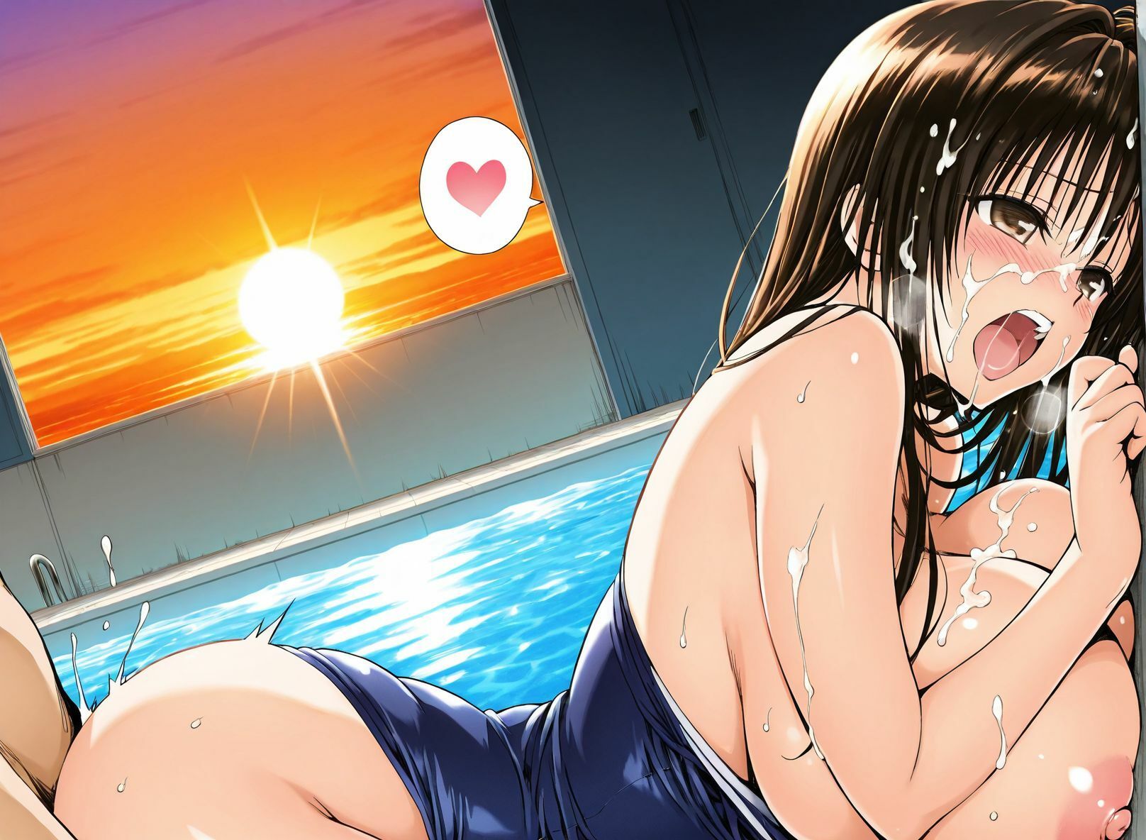 【アクシデントLOVE】【学生服、裸、スク水】黒髪ロング爆乳風紀委員（実はハレンチ）女学生小足川ちゃんとラブラブエッチ - サンプル画像 4