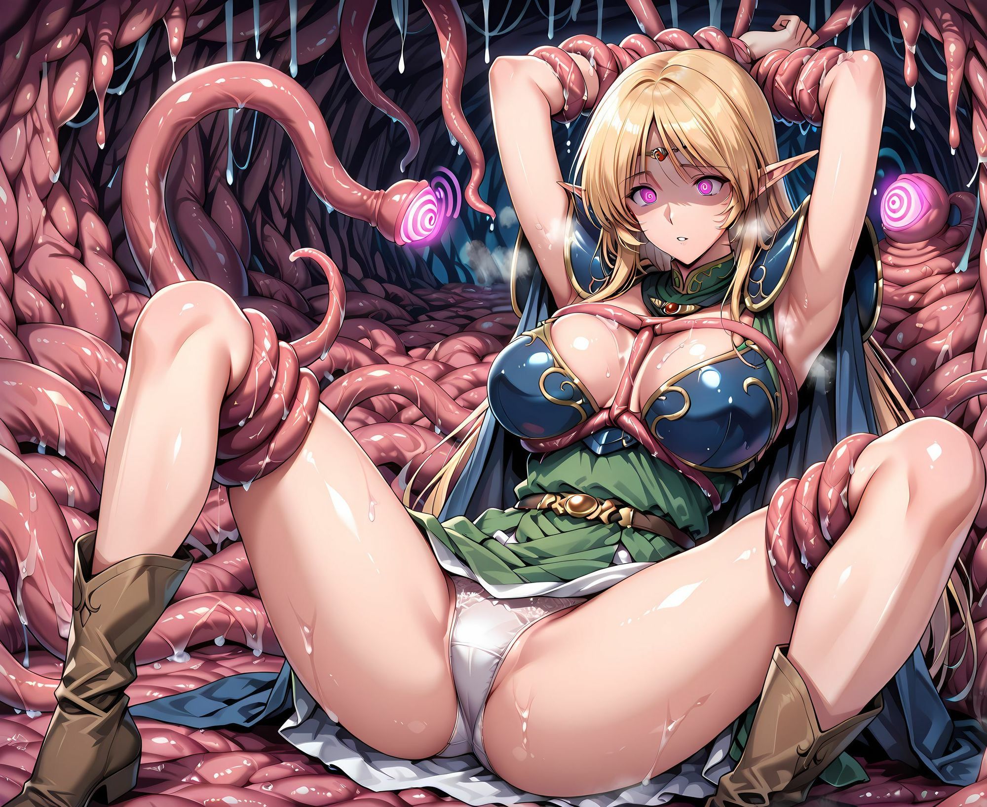 ハイエルフ洗脳丸呑み悪堕ち〜淫魔化搾精〜 - サンプル画像 4