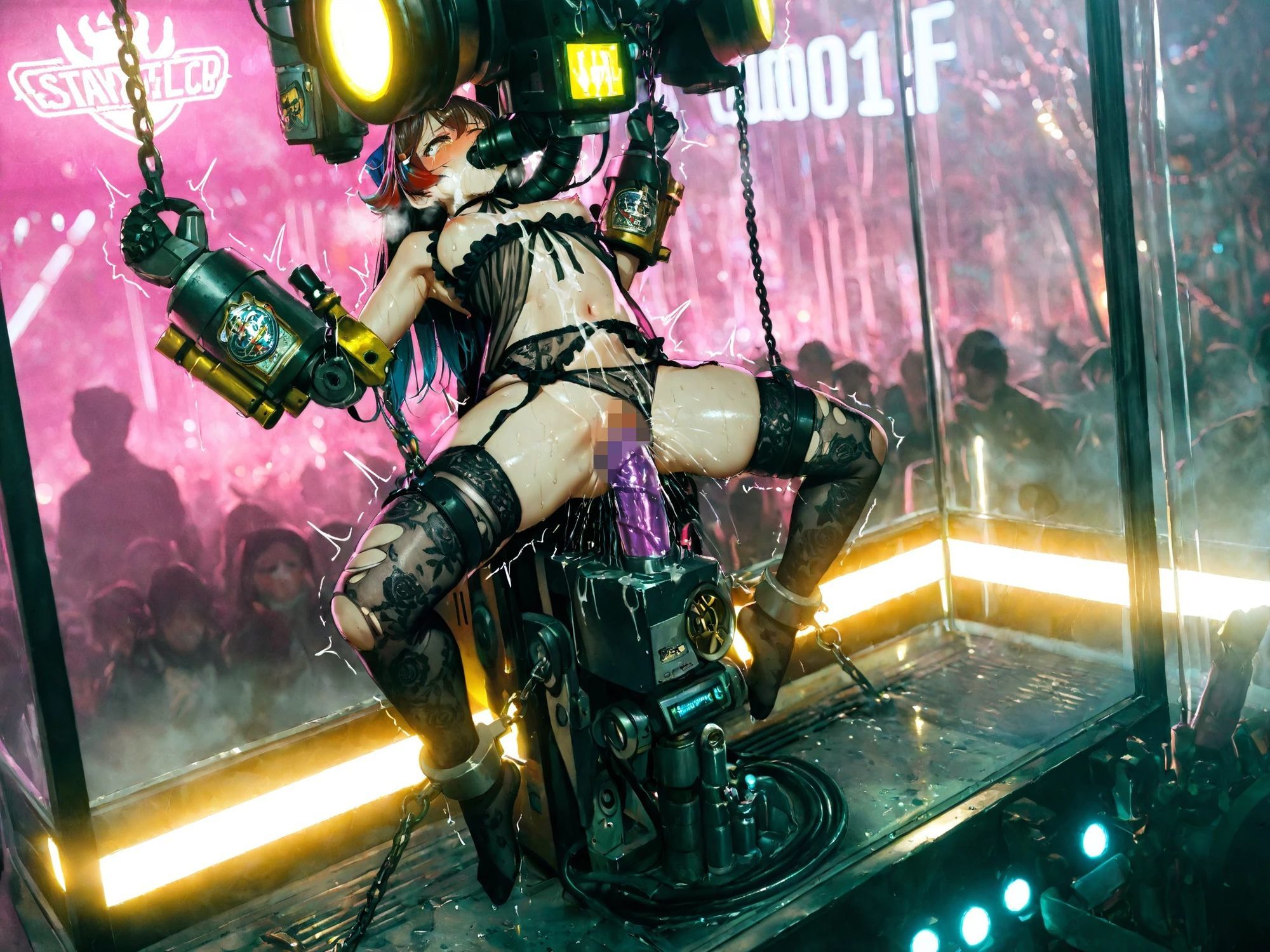 sexマシーン試作品展示会でデモンストレーションされる女の子 - サンプル画像 3