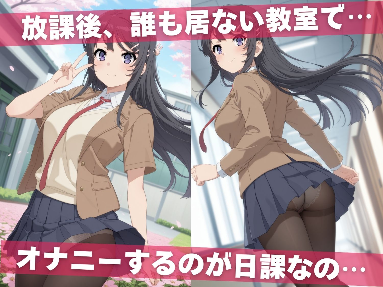 オナニー覗かれ、寝取られて  青春●タ野郎はバニーガール先輩の夢を見ない 〜 学校編 〜 - サンプル画像 1