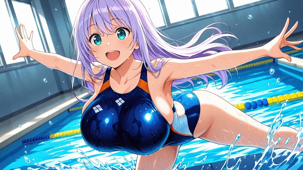 爆乳紫髪茶髪スイマーが顧問と秘密の孕ませ特訓【4K】【400枚収録】 - サンプル画像 2