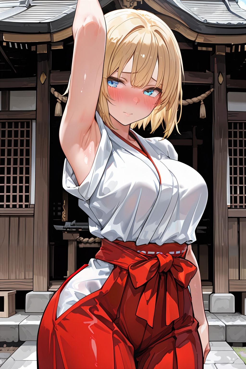 金髪ショートの巫女さん - サンプル画像 3