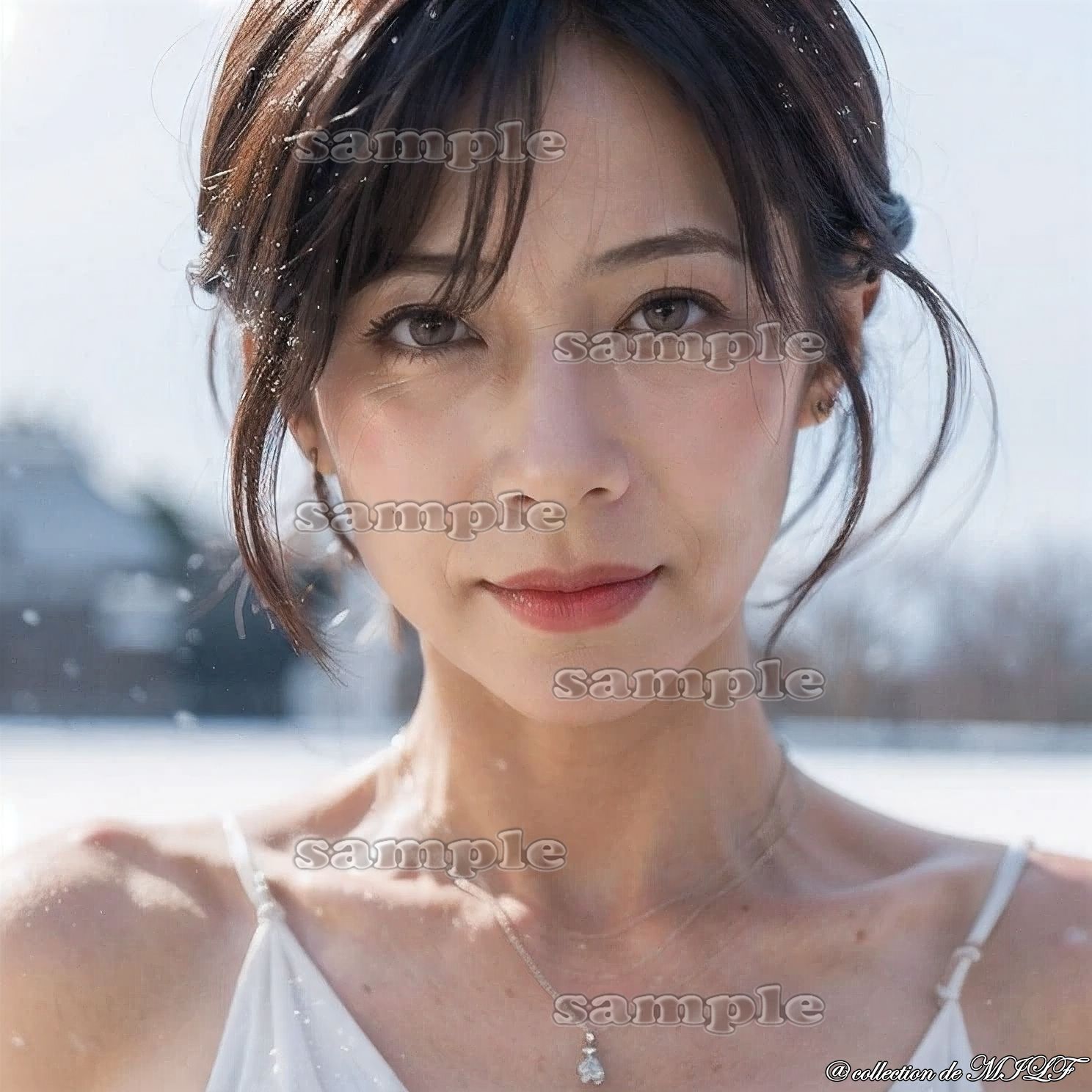 【AIグラビア】雪原で露出する熟女 - サンプル画像 2