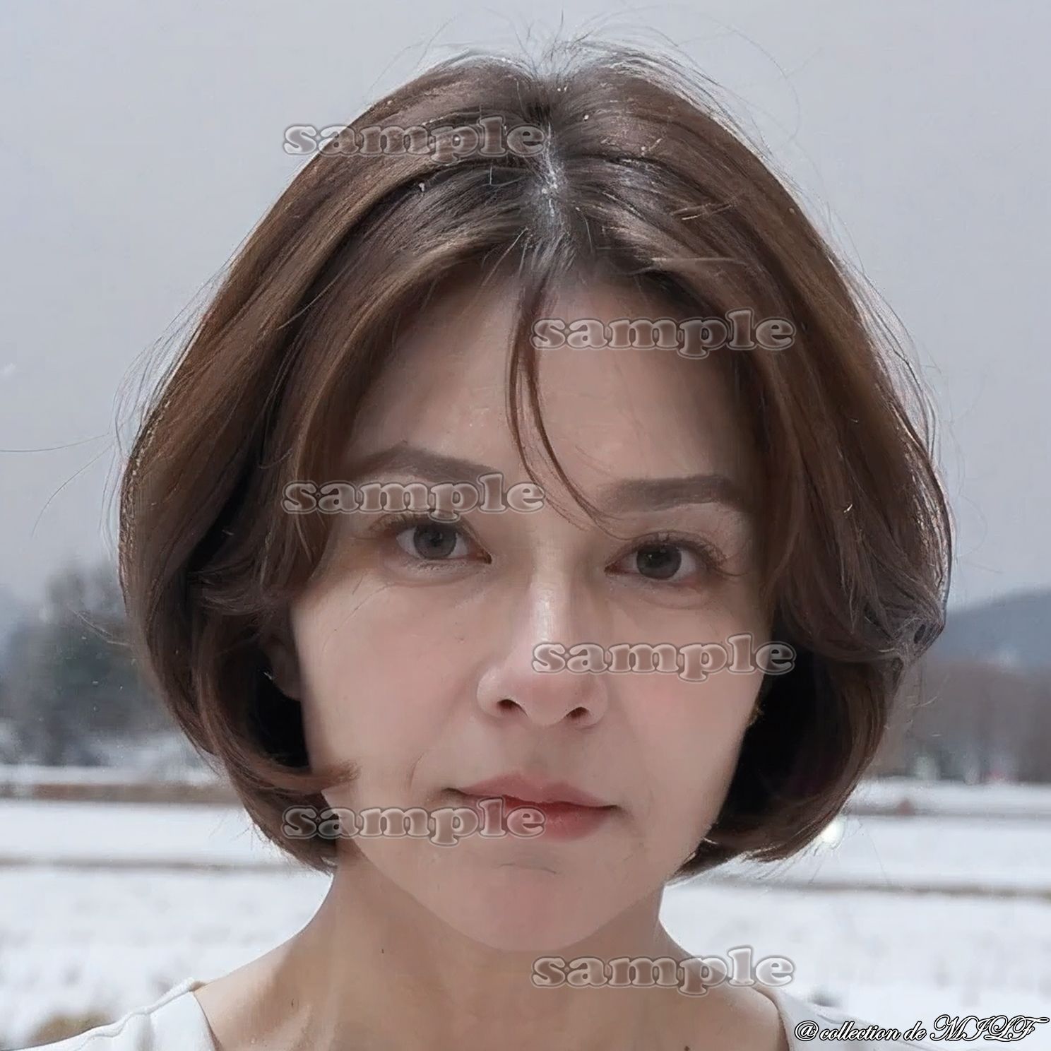 【AIグラビア】雪原で露出する熟女 - サンプル画像 6