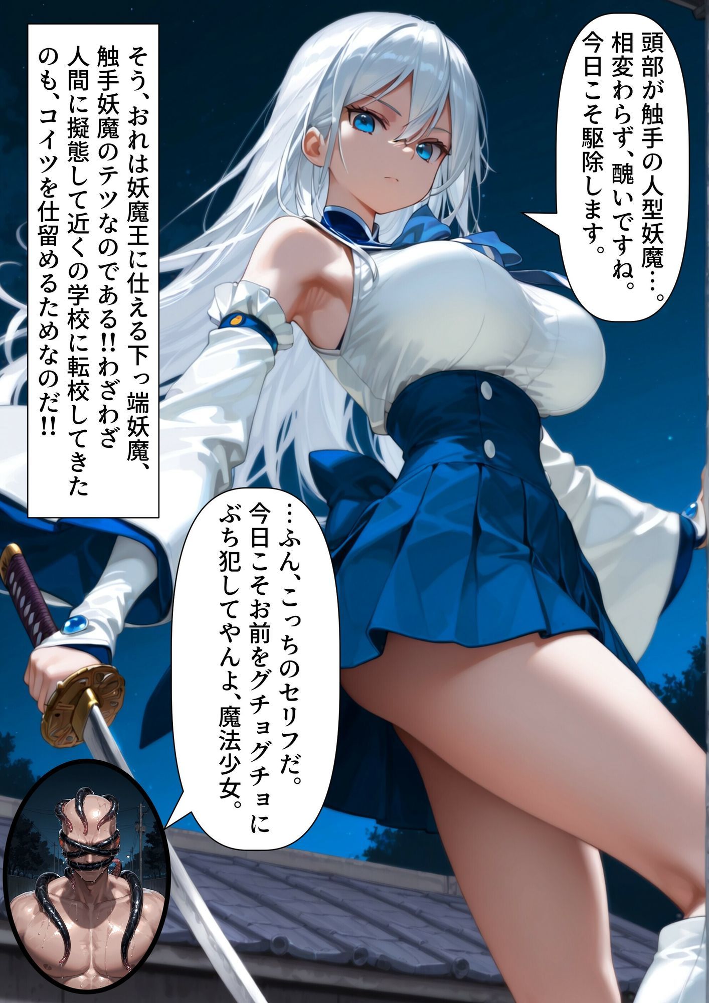 【寄生】触手怪人が魔法少女を乗っ取って闇落ちしたけど、魔法少女の正体は変身した彼女だった！？ - サンプル画像 4