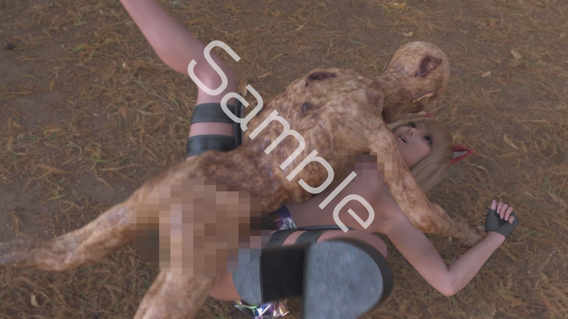 【△100】友梨が主人公のMMORPG『編隊コレクション:Re』ゲーム動画（Vol.11:ゾンビの集団によるレ○プ被害に遭ってしまう:正常位でおっぱい丸出し！） - サンプル画像 5