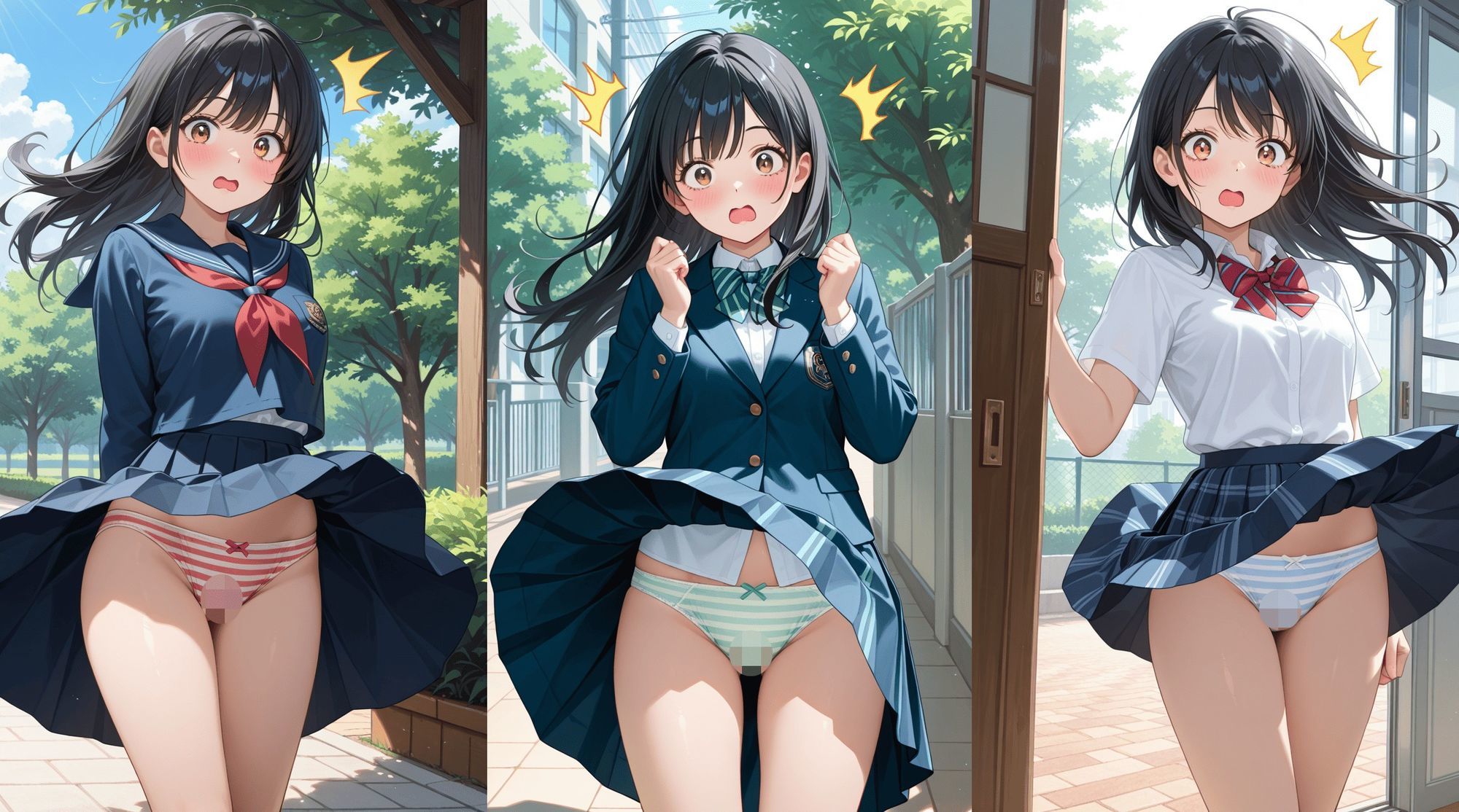 JK・J〇風でパンチラ - サンプル画像 1