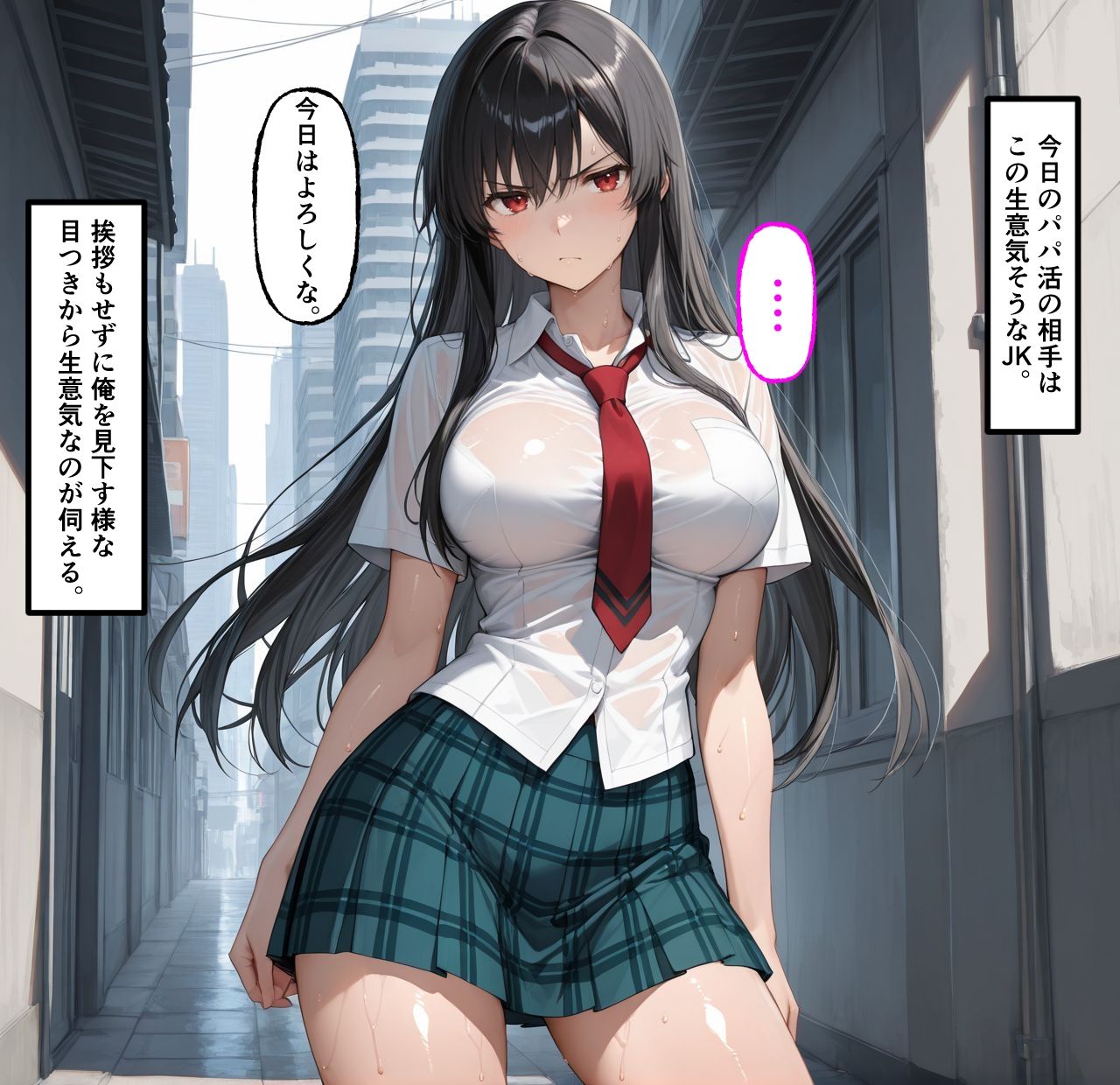 生意気なパパ活女子がキモおじの性奴●に堕ちる【セリフ付き・擬音付き】 - サンプル画像 1