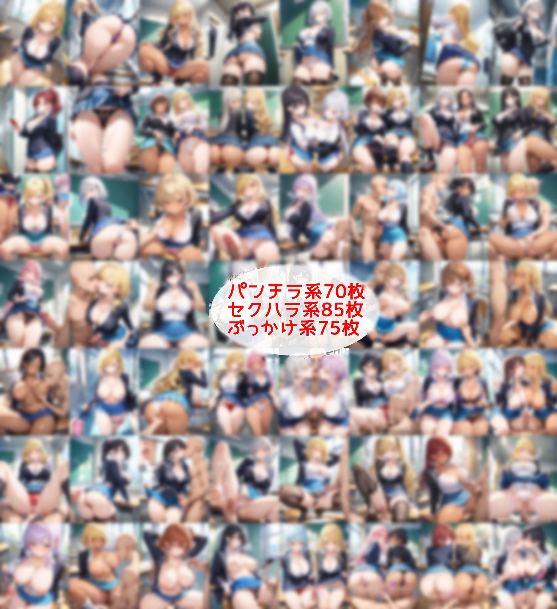 超ミニスカ女学園7〜パンツ丸見えのギャルJK達にセクハラしたり、ぶっかけたり、チ〇ポのお世話してもらうイラスト集〜 - サンプル画像 1