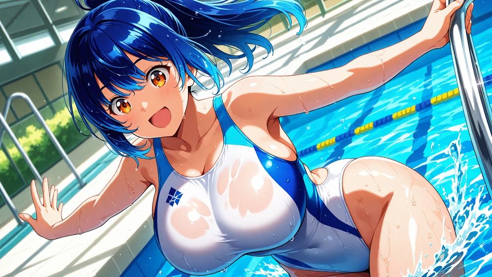 白競泳水着の爆乳姉妹が顧問と秘密のレッスン【400枚】【4K】 - サンプル画像 3