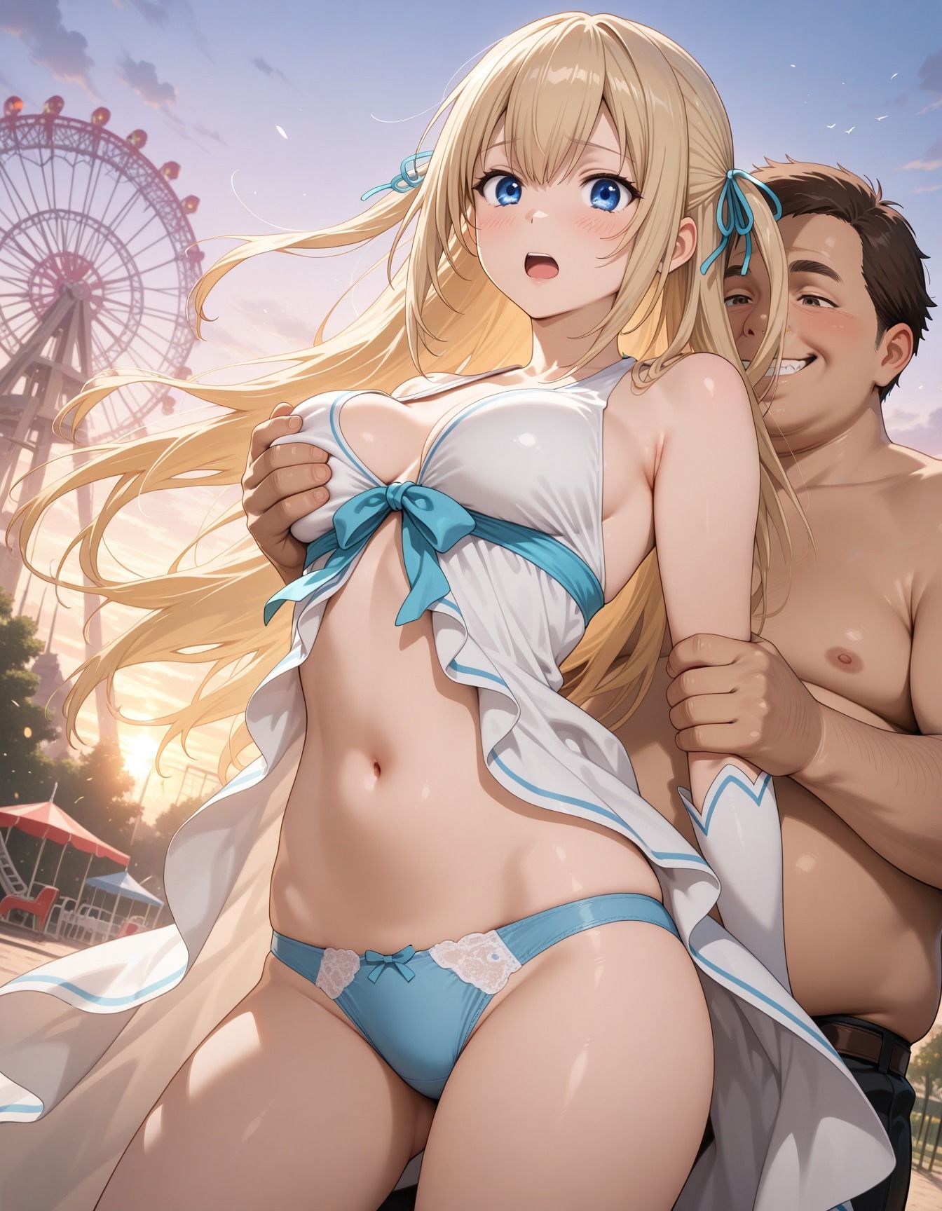 廃れた遊園地でキモ男集団に輪●された少女 - サンプル画像 2