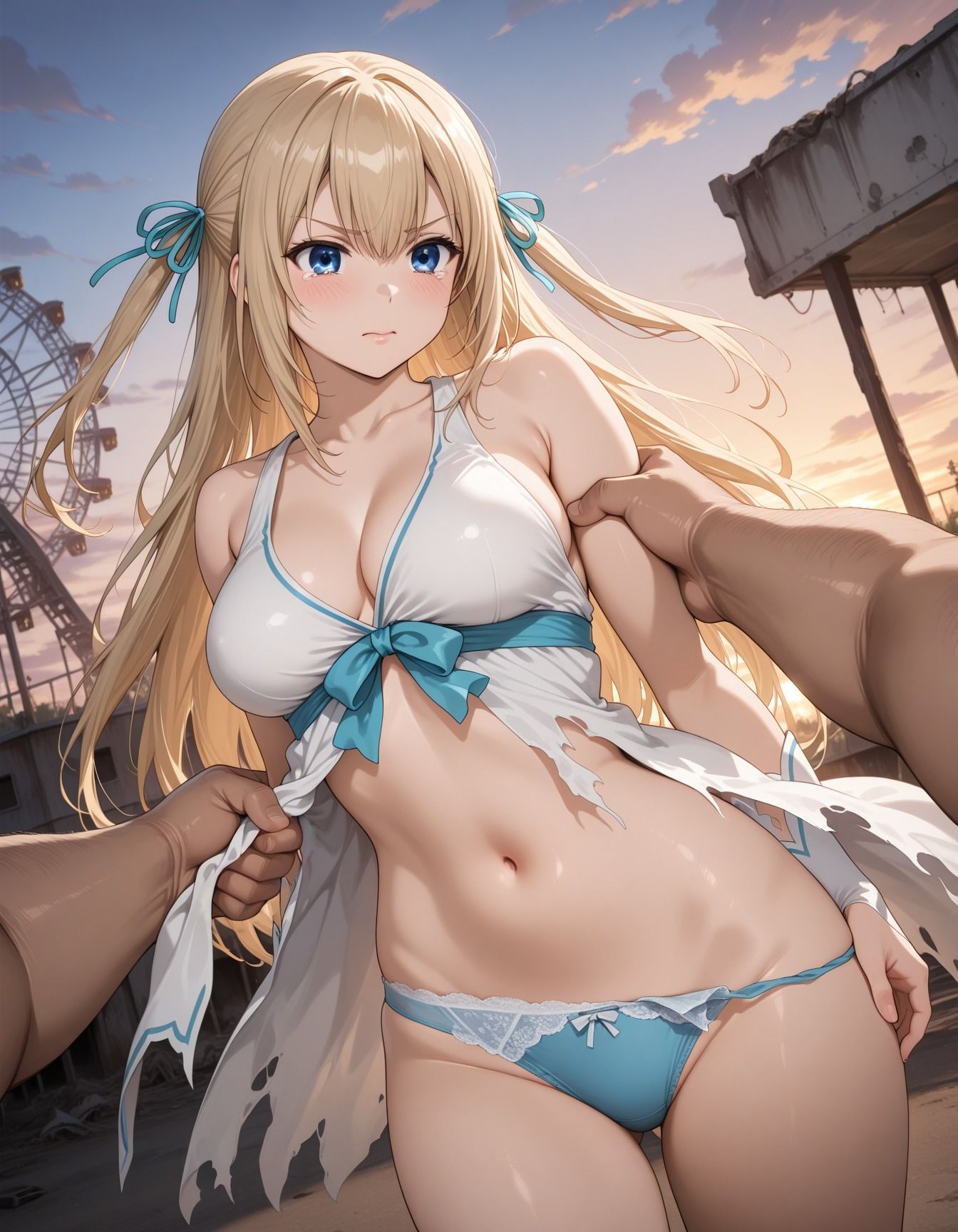 廃れた遊園地でキモ男集団に輪●された少女 - サンプル画像 3