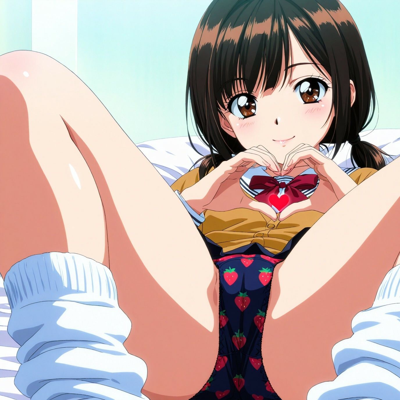 ルーズソックスJKのM字パンチラ  レトロアニメ風Ver - サンプル画像 1