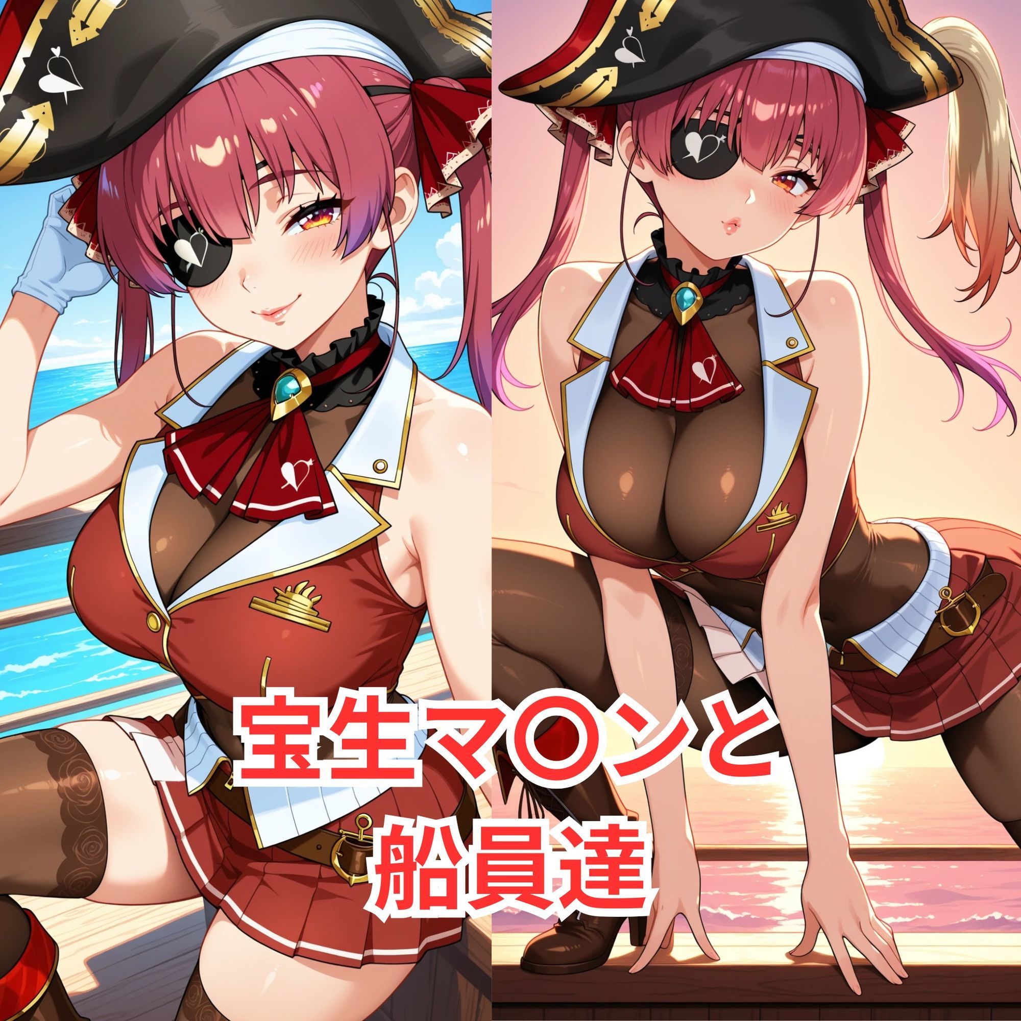 宝生マ〇ンと船員達 ＆ ラ〇ラス・ダークネスと触手 - サンプル画像 1