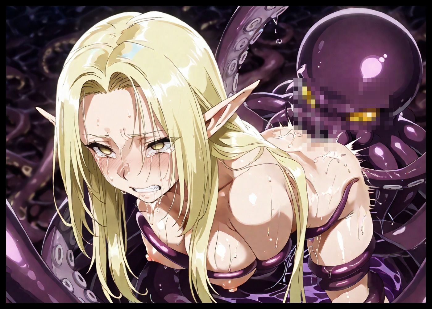 金髪爆乳エルフ触手攻めCG集 2 - サンプル画像 1