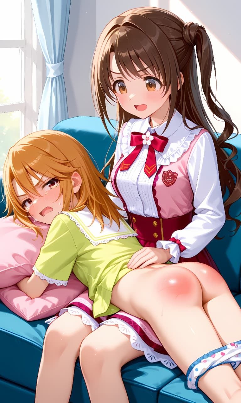 渋谷凛・島村卯月/U149（アイドルマスター）お尻叩きイラスト集 - サンプル画像 4