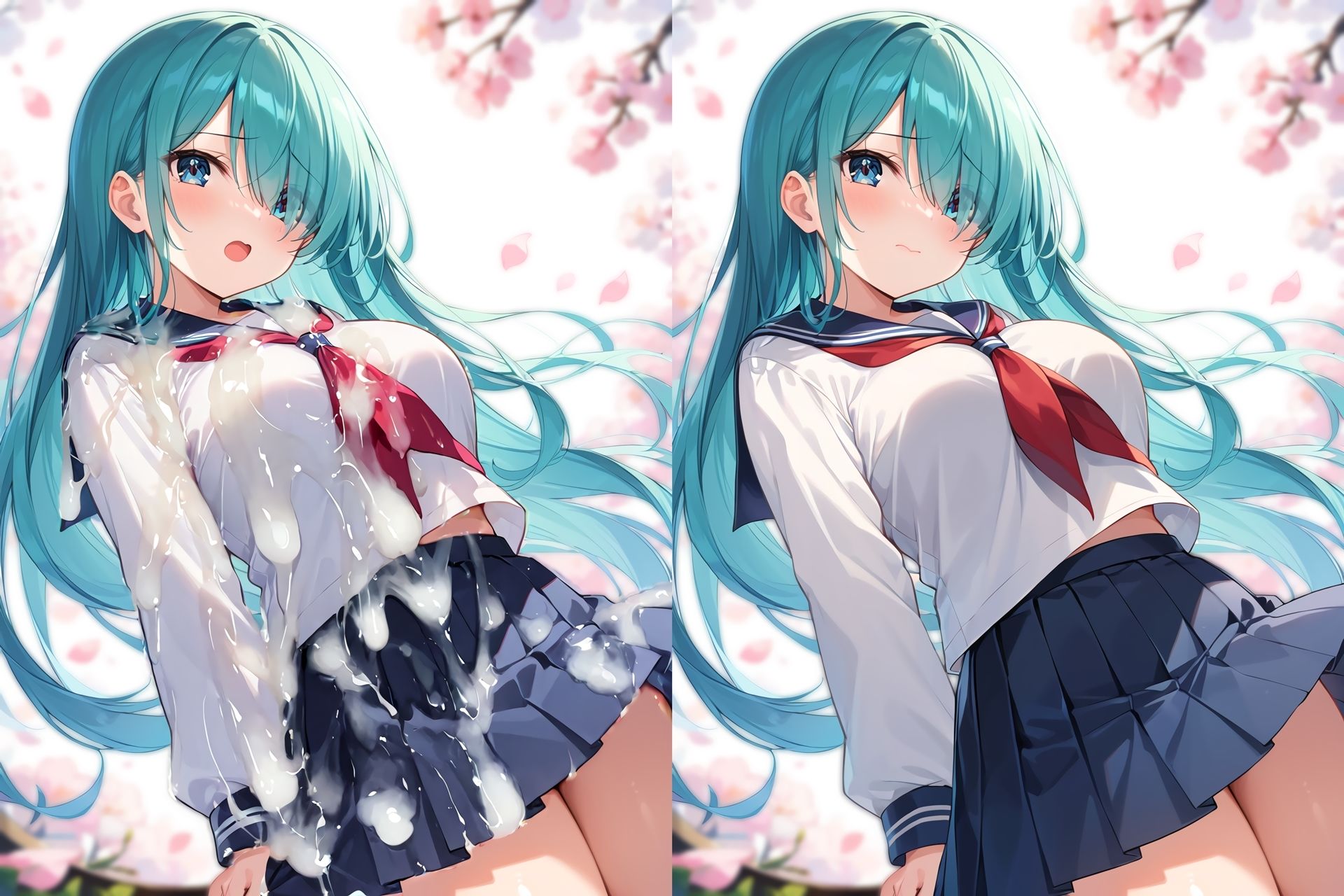 セーラー服ぶっかけ無洗浄CG集 - サンプル画像 1