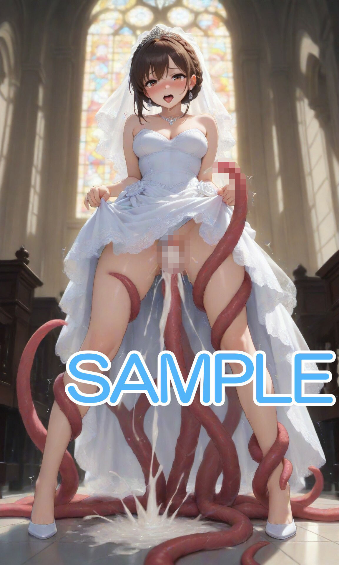 触手とウェディングドレスな女の子 - サンプル画像 7