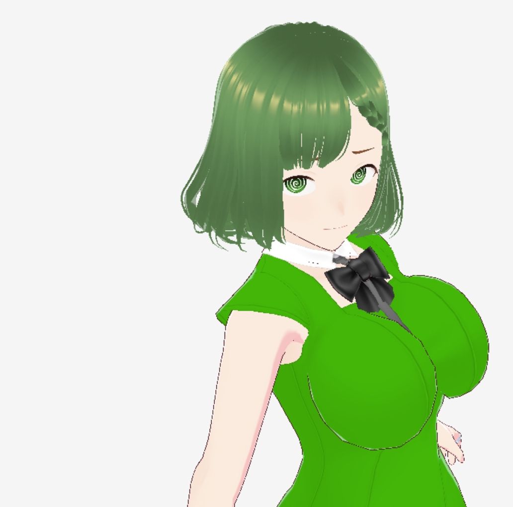 緑色の髪の毛と洋服を着たお姉さん（セリフなし  3DCGモデル  イラスト集） - サンプル画像 1