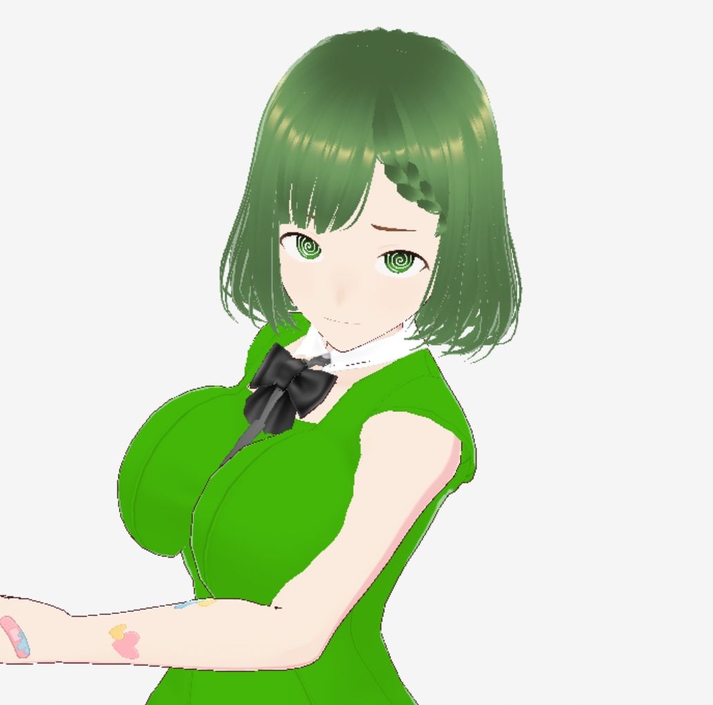 緑色の髪の毛と洋服を着たお姉さん（セリフなし  3DCGモデル  イラスト集） - サンプル画像 2