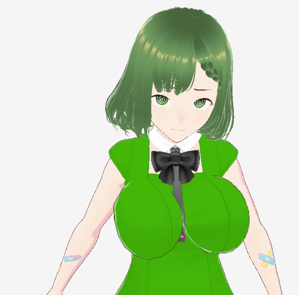 緑色の髪の毛と洋服を着たお姉さん（セリフなし  3DCGモデル  イラスト集） - サンプル画像 4