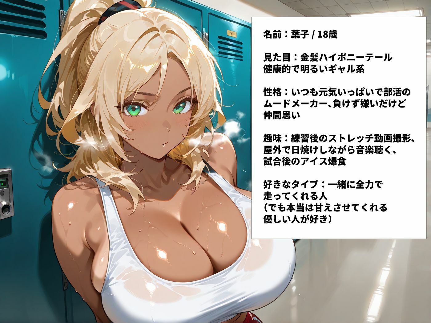 日焼け陸上部巨乳JKを部室に呼び出し汗だくセックス - サンプル画像 1