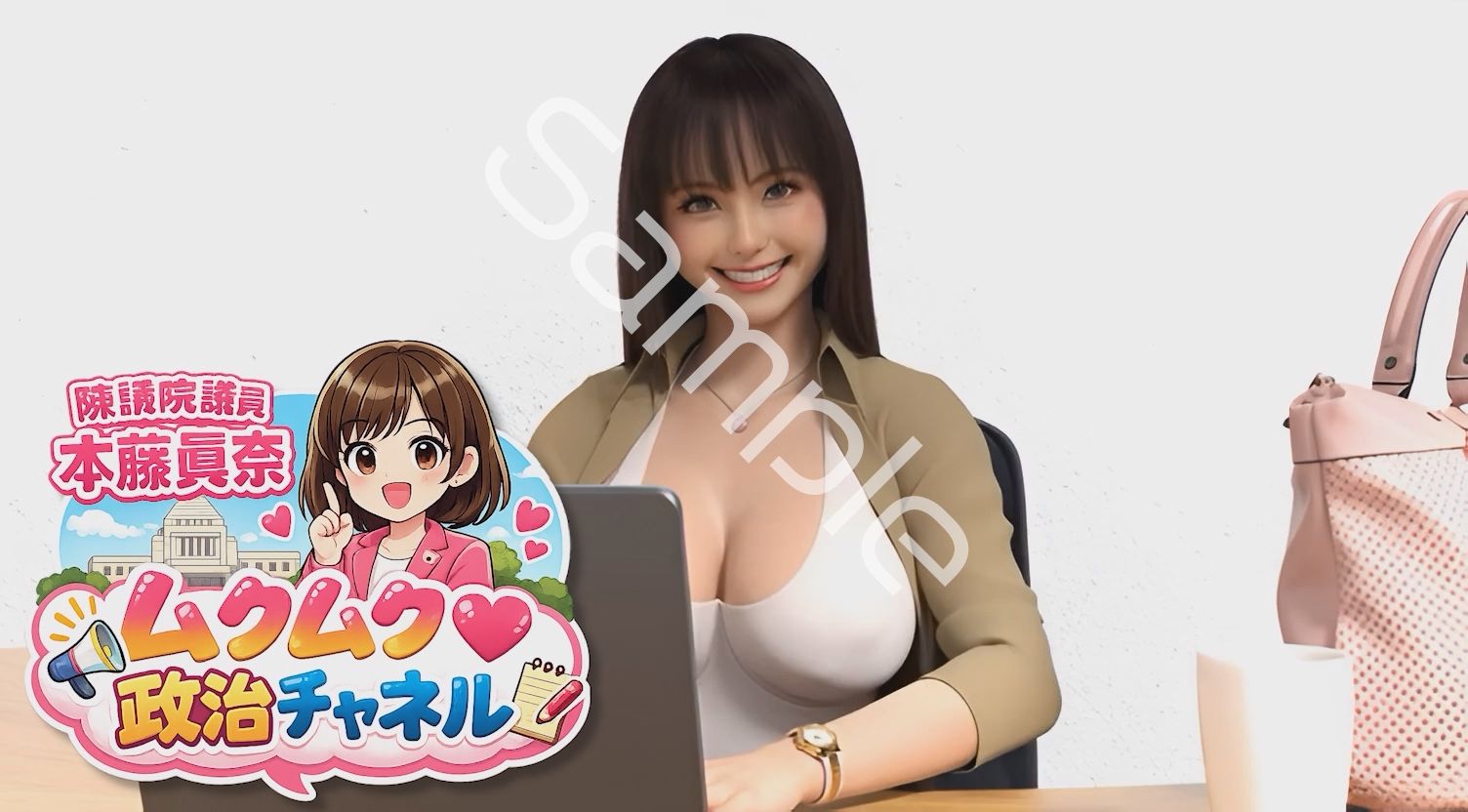 【△100】盗撮実現党の党員として公認を受け見事に陳議院議員に当選した『本藤まな』の「ムクムク（はーと）政治チャネル」Vol.0002「演説時の水着やパンチラ写真の撮り放題は、公然猥褻に当たるのか、法的見解を問う」 - サンプル画像 2