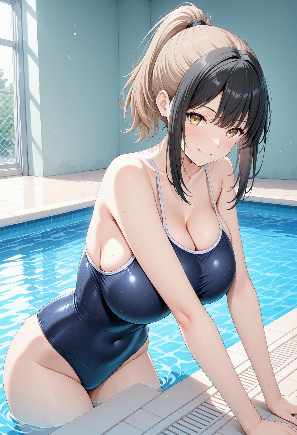 水泳部に新任の先生が入って来たが巨乳すぎた - サンプル画像 1