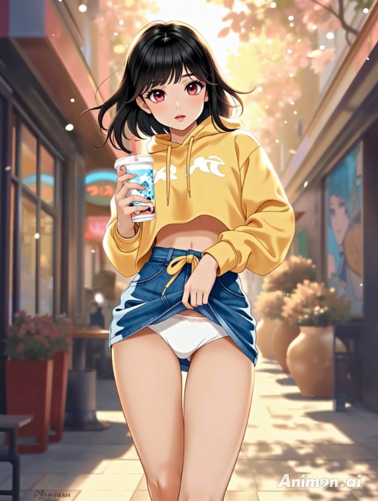 【アニメ3分58秒】ひたすらミニスカめくって生パンツ！ミニスカートや短パンを着たギャルさん30名以上がパンティーを見せようとしてくれます！白色、青色、桃色、黒色・・・十人十色！大胆な女の子から、ツンデレでほとんど見せてくれない女の子まで！ - サンプル画像 1