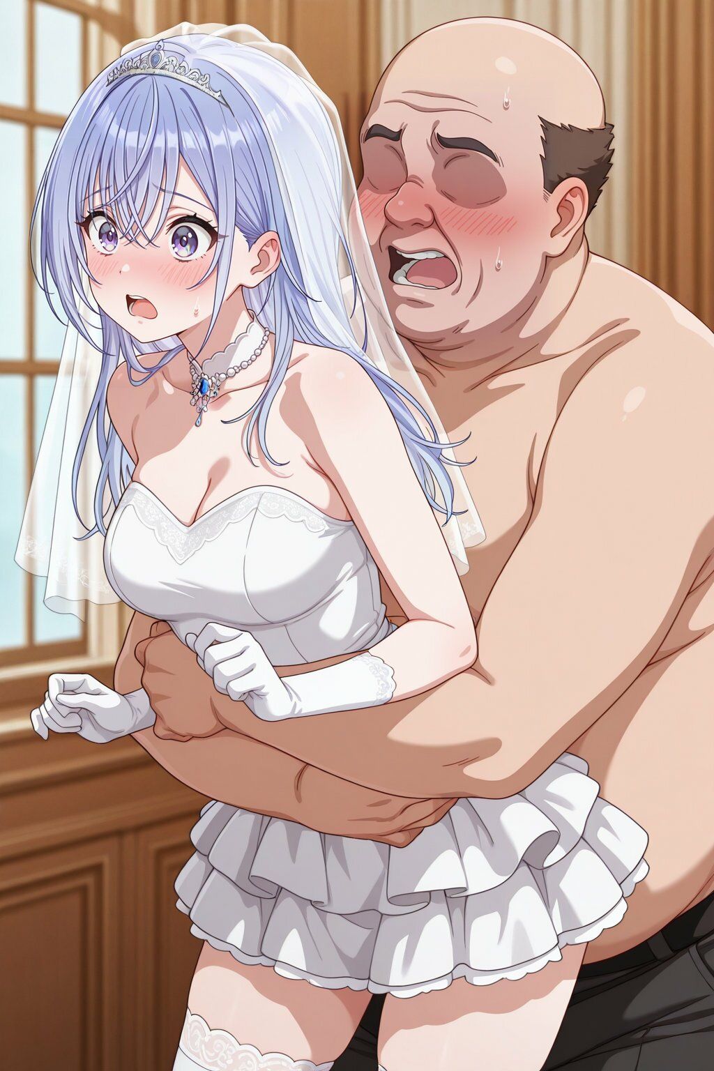 鈴木○那 ウェディングドレスでキモおじ強●性接待 - サンプル画像 2