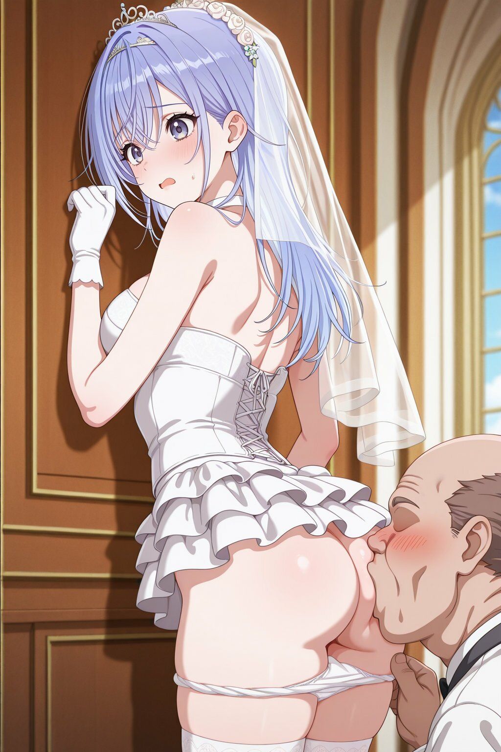 鈴木○那 ウェディングドレスでキモおじ強●性接待 - サンプル画像 4