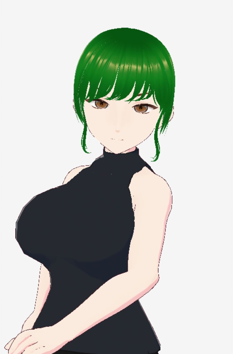 グリーンヘアーのツンデレ美女（セリフなし  3DCGモデル  イラスト集） - サンプル画像 5