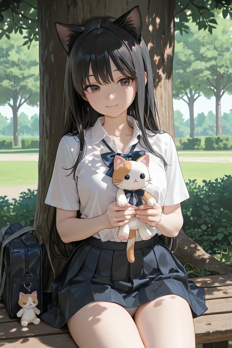 猫耳JKと木の下で - サンプル画像 1