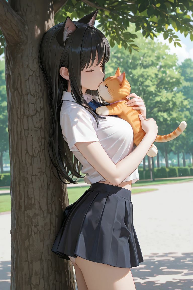 猫耳JKと木の下で - サンプル画像 2