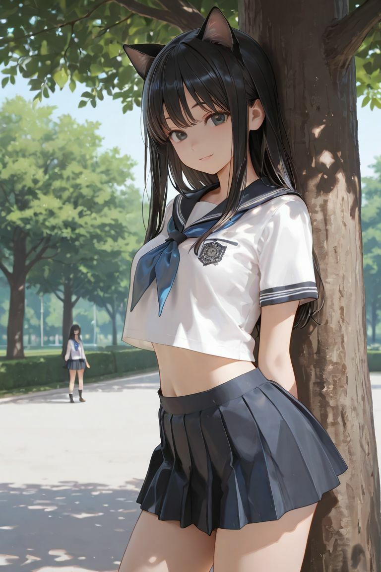 猫耳JKと木の下で - サンプル画像 3