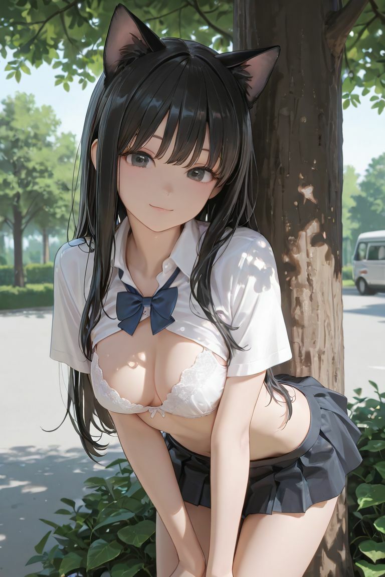 猫耳JKと木の下で - サンプル画像 6