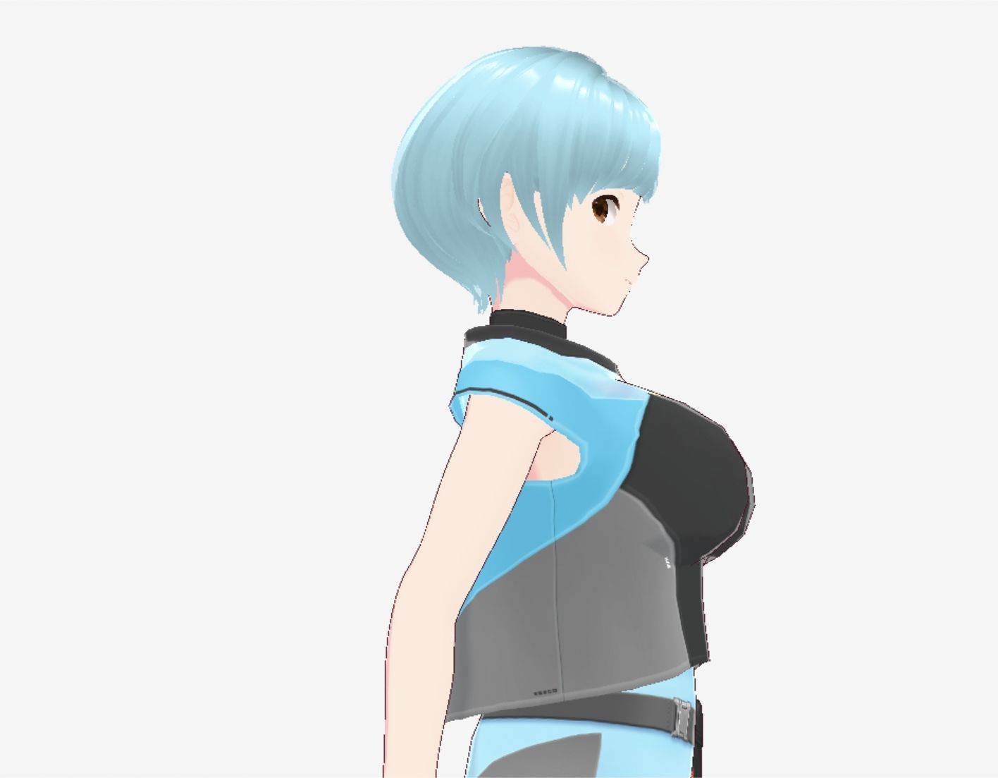 水色ヘアーのショートカットのお姉さん（セリフなし  3DCGモデル  イラスト集） - サンプル画像 1