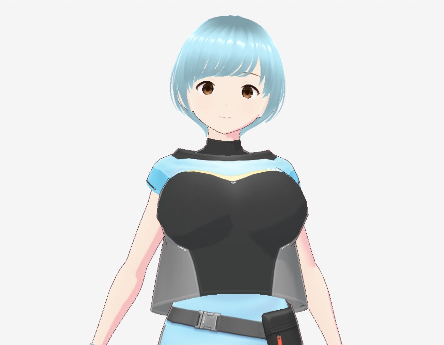 水色ヘアーのショートカットのお姉さん（セリフなし  3DCGモデル  イラスト集） - サンプル画像 2