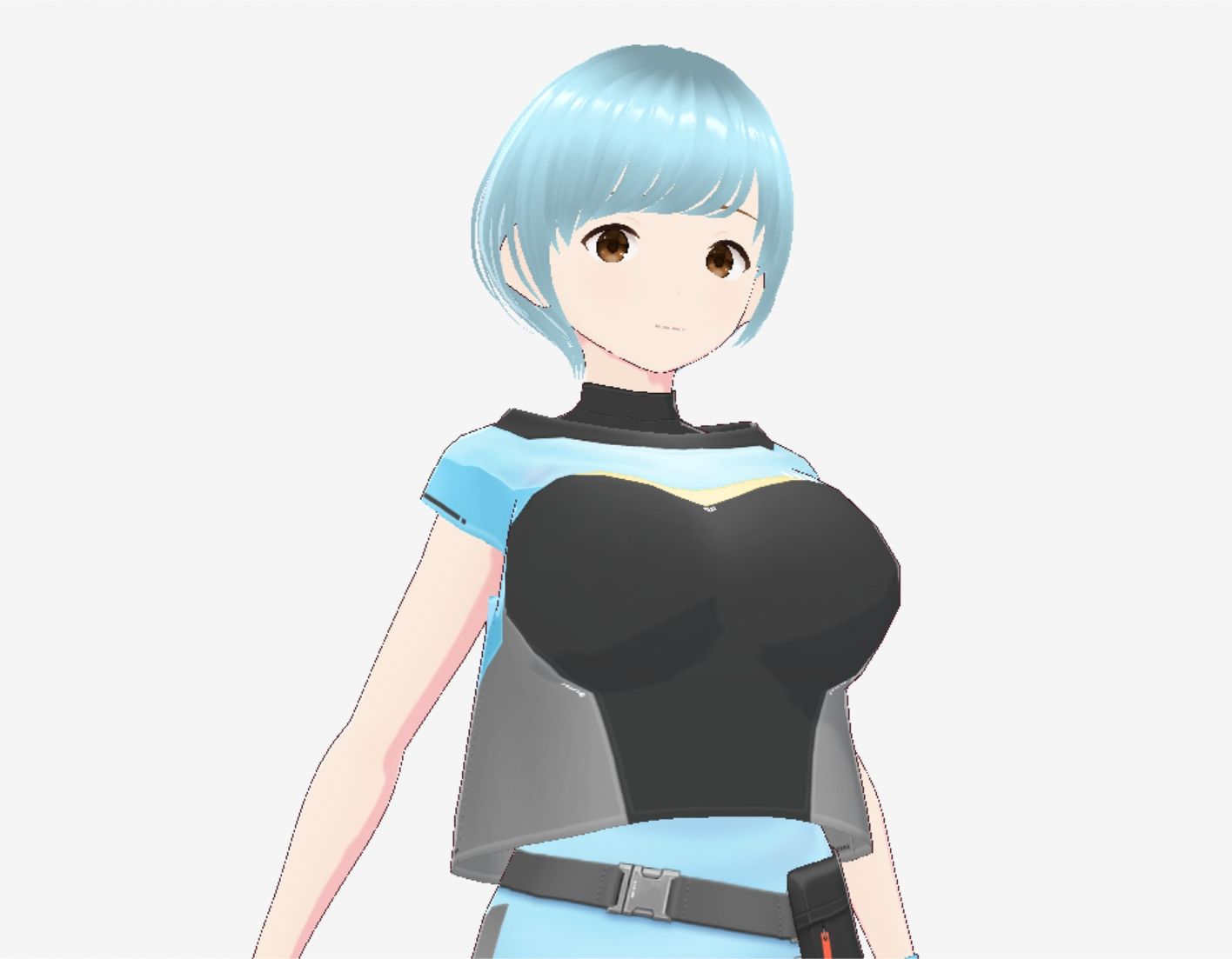 水色ヘアーのショートカットのお姉さん（セリフなし  3DCGモデル  イラスト集） - サンプル画像 3