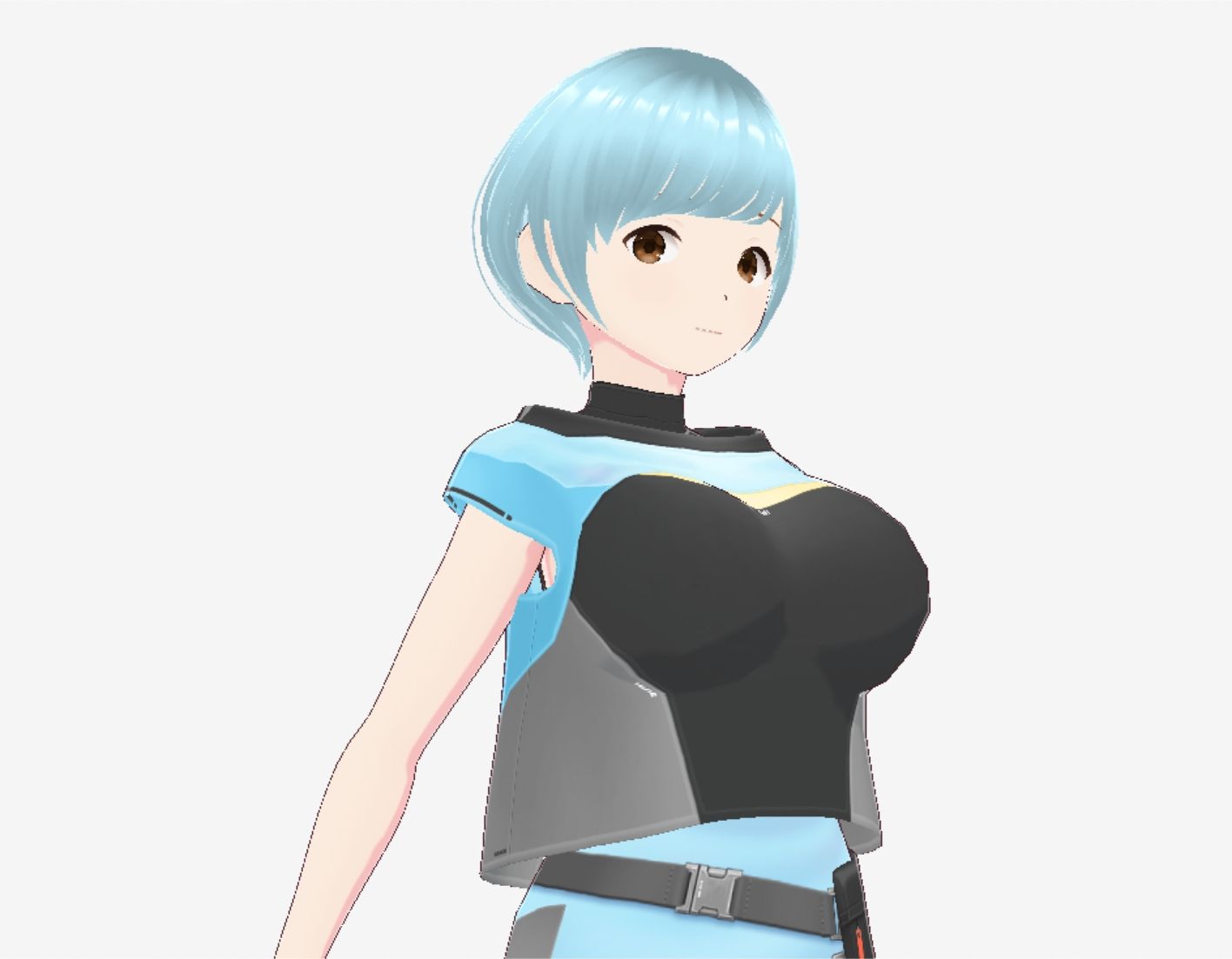 水色ヘアーのショートカットのお姉さん（セリフなし  3DCGモデル  イラスト集） - サンプル画像 4