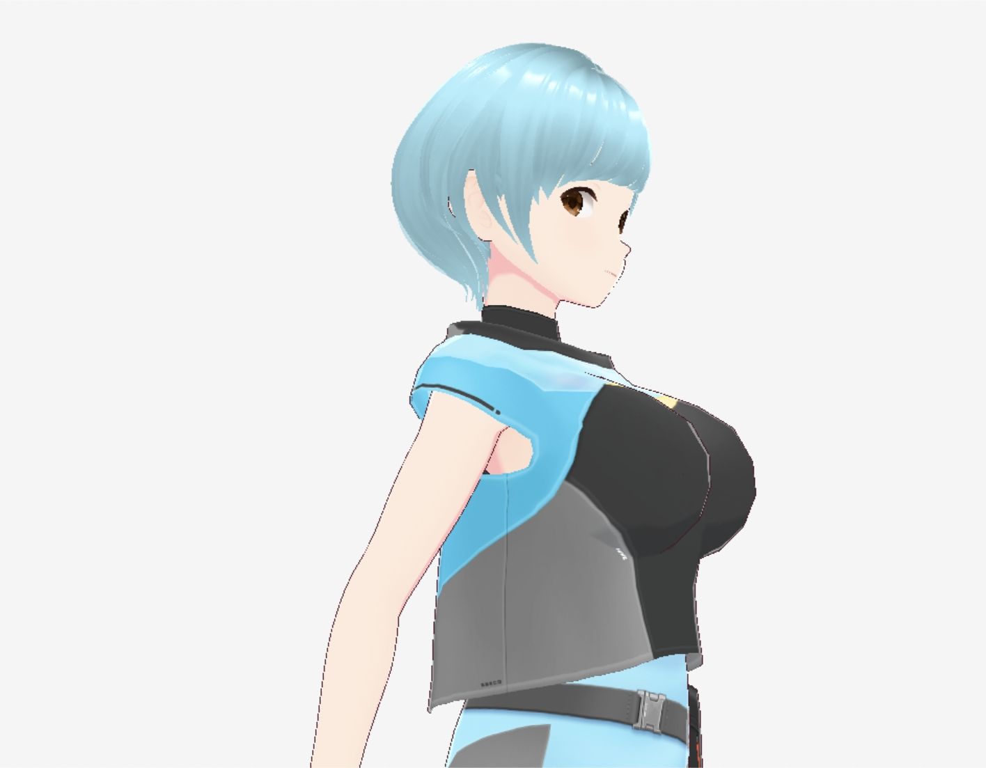 水色ヘアーのショートカットのお姉さん（セリフなし  3DCGモデル  イラスト集） - サンプル画像 5