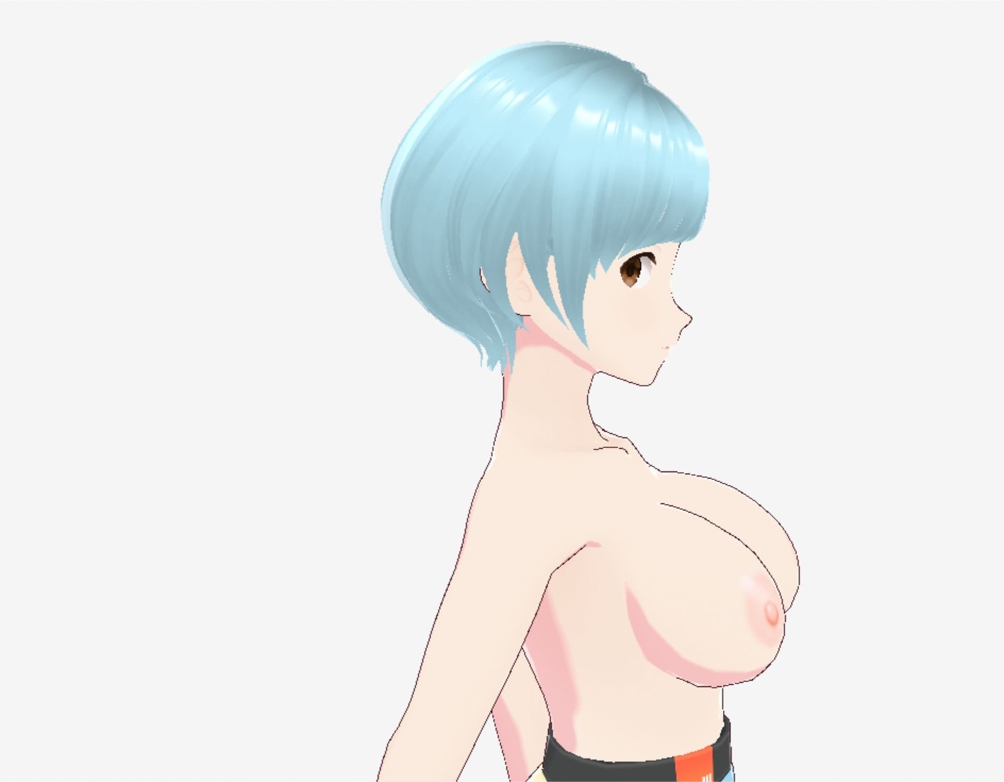 水色ヘアーのショートカットのお姉さん（セリフなし  3DCGモデル  イラスト集） - サンプル画像 6