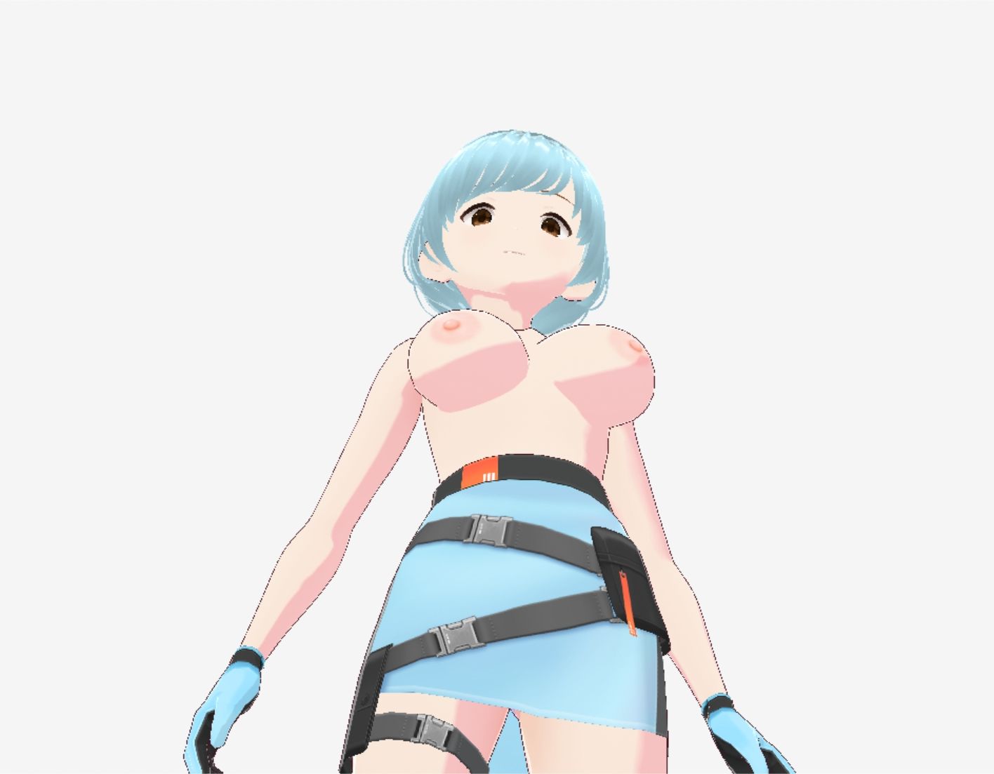 水色ヘアーのショートカットのお姉さん（セリフなし  3DCGモデル  イラスト集） - サンプル画像 7