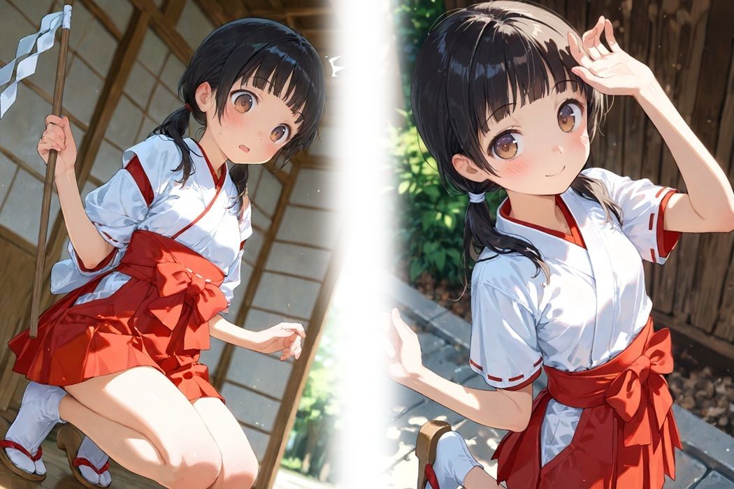 透明感のある小柄な巫女少女を集団で囲んで大量顔射連続中出し - サンプル画像 2