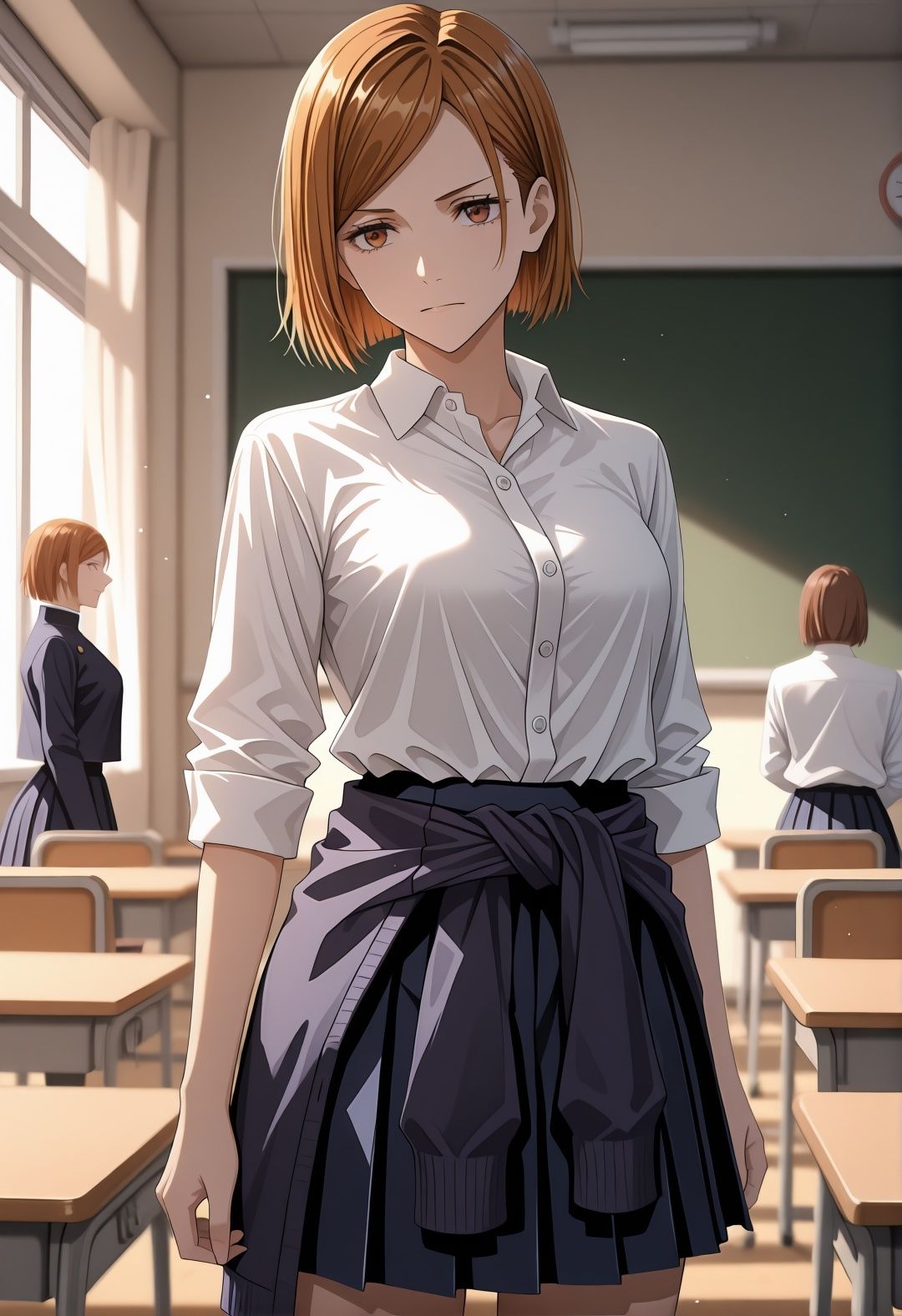 呪術◯戦釘崎野◯薇催●学園プール露出凌●パロディ 制服パンチラとスク水ぶっかけ満載CG集 - サンプル画像 1