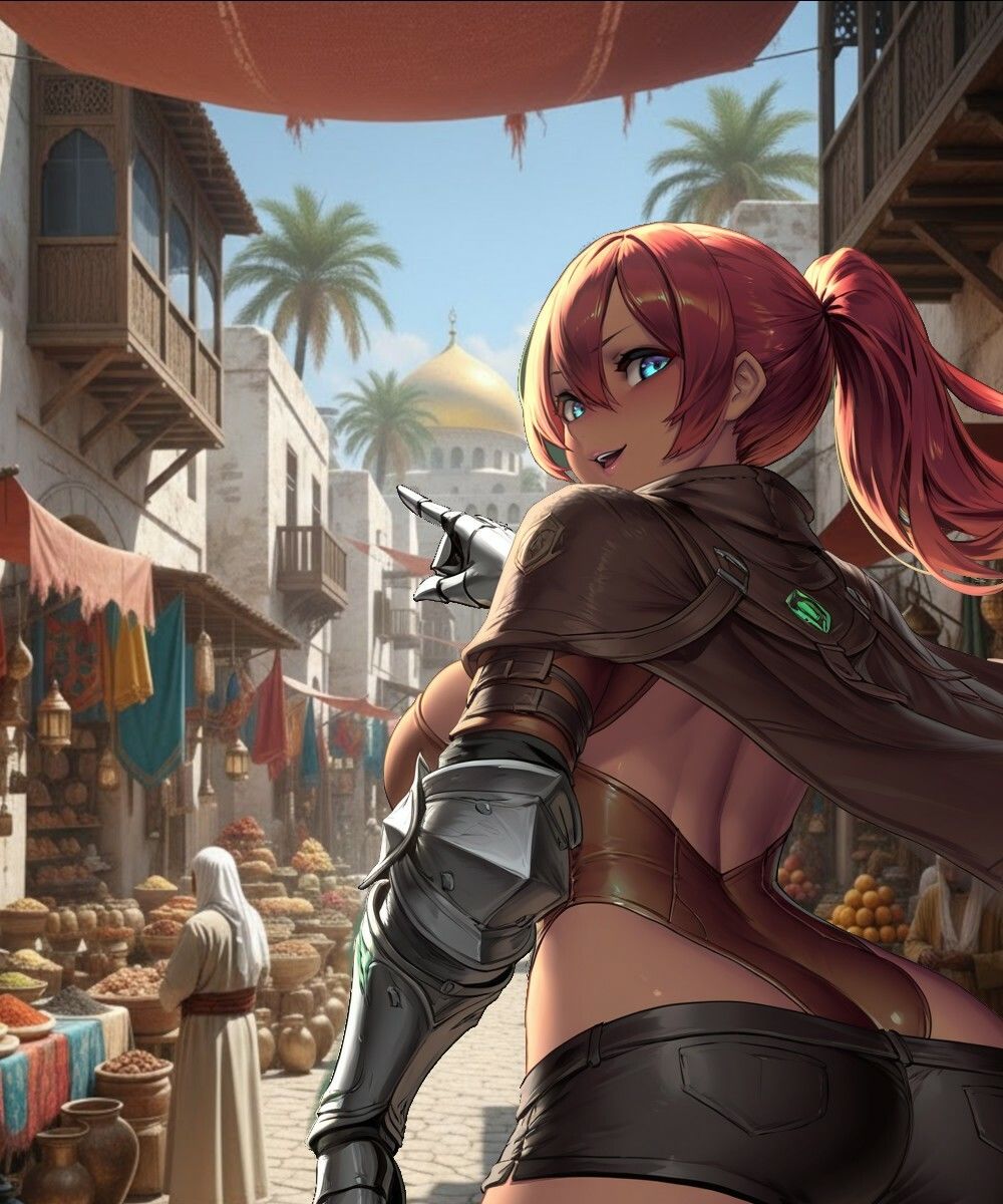 巨乳赤髪傭兵と異国巡りする話 - サンプル画像 2