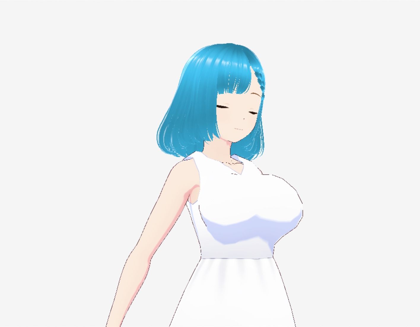 白いワンピースにシアン色の髪の巨乳お姉さん（セリフなし  3DCGモデル  イラスト集） - サンプル画像 4